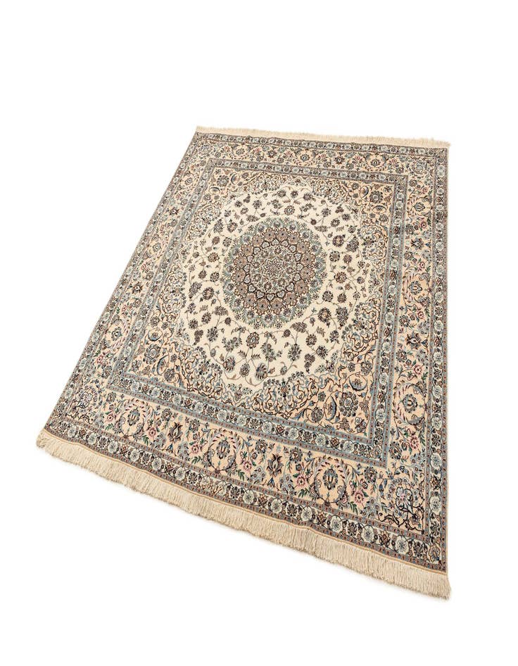 Detail image of  6' 8 x 6' 11  Hand Knotted Nain Rug