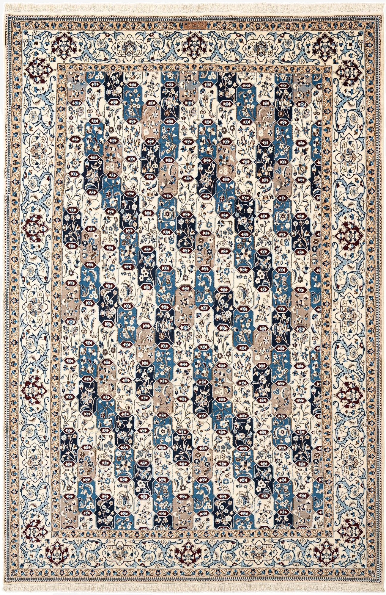  6' 7 x 9' 10  Hand Knotted Nain Rug