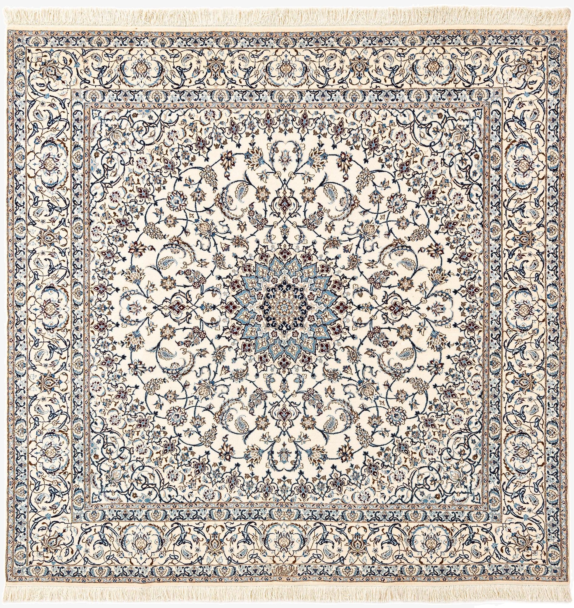  6' 8 x 6' 8  Hand Knotted Nain Rug