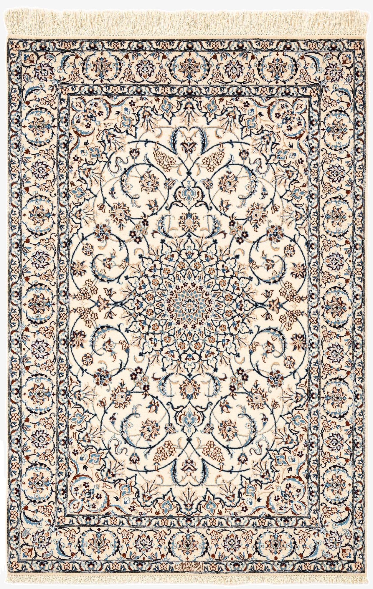  3' 5 x 5' 2  Hand Knotted Nain Rug