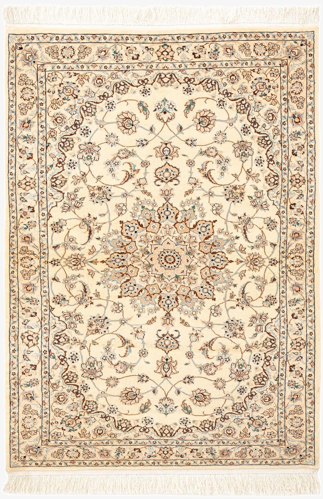  3' 5 x 4' 11  Hand Knotted Nain Rug