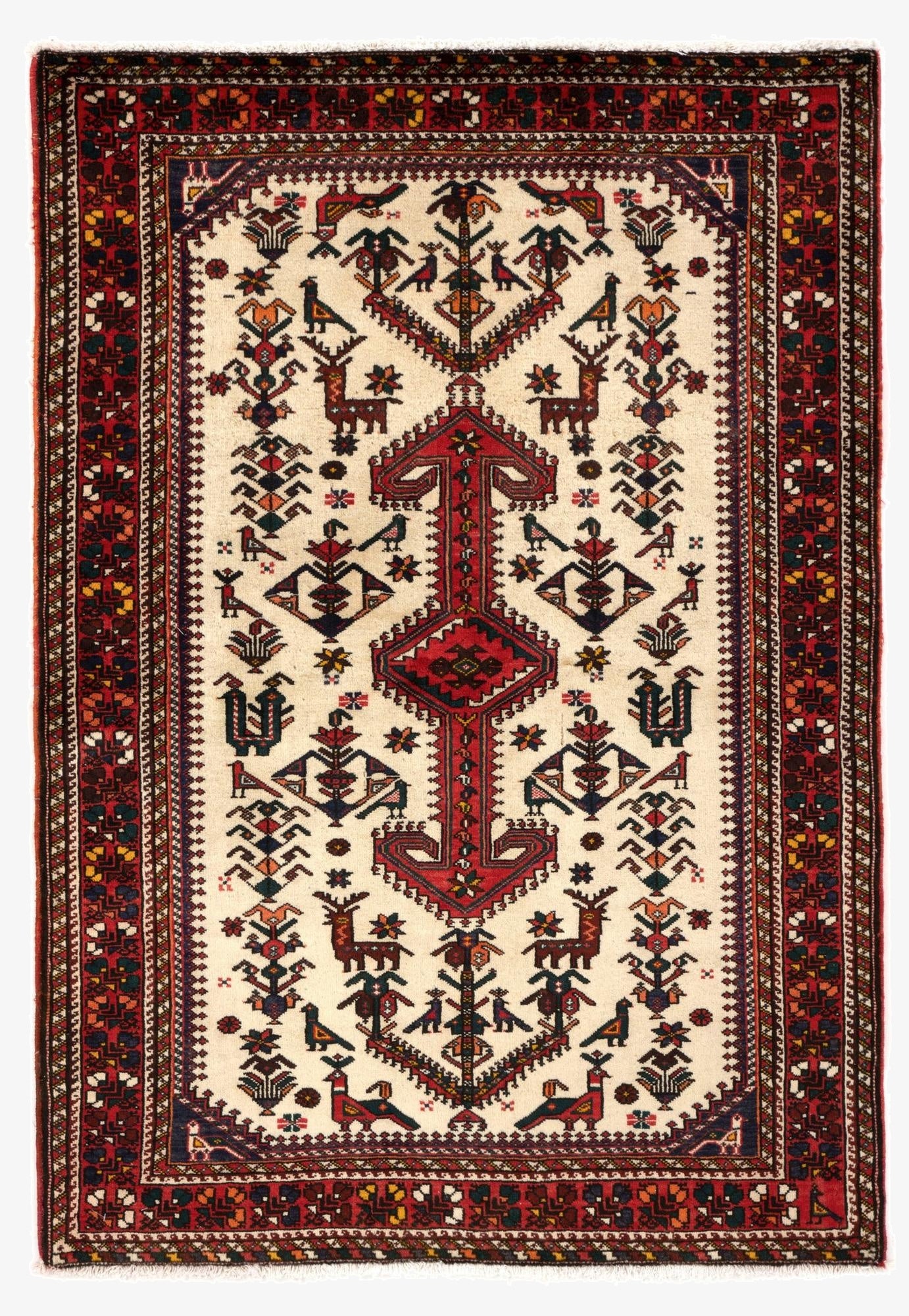  3' 6 x 5' 3  Hand Knotted Nasrabad Persian Wool Rug