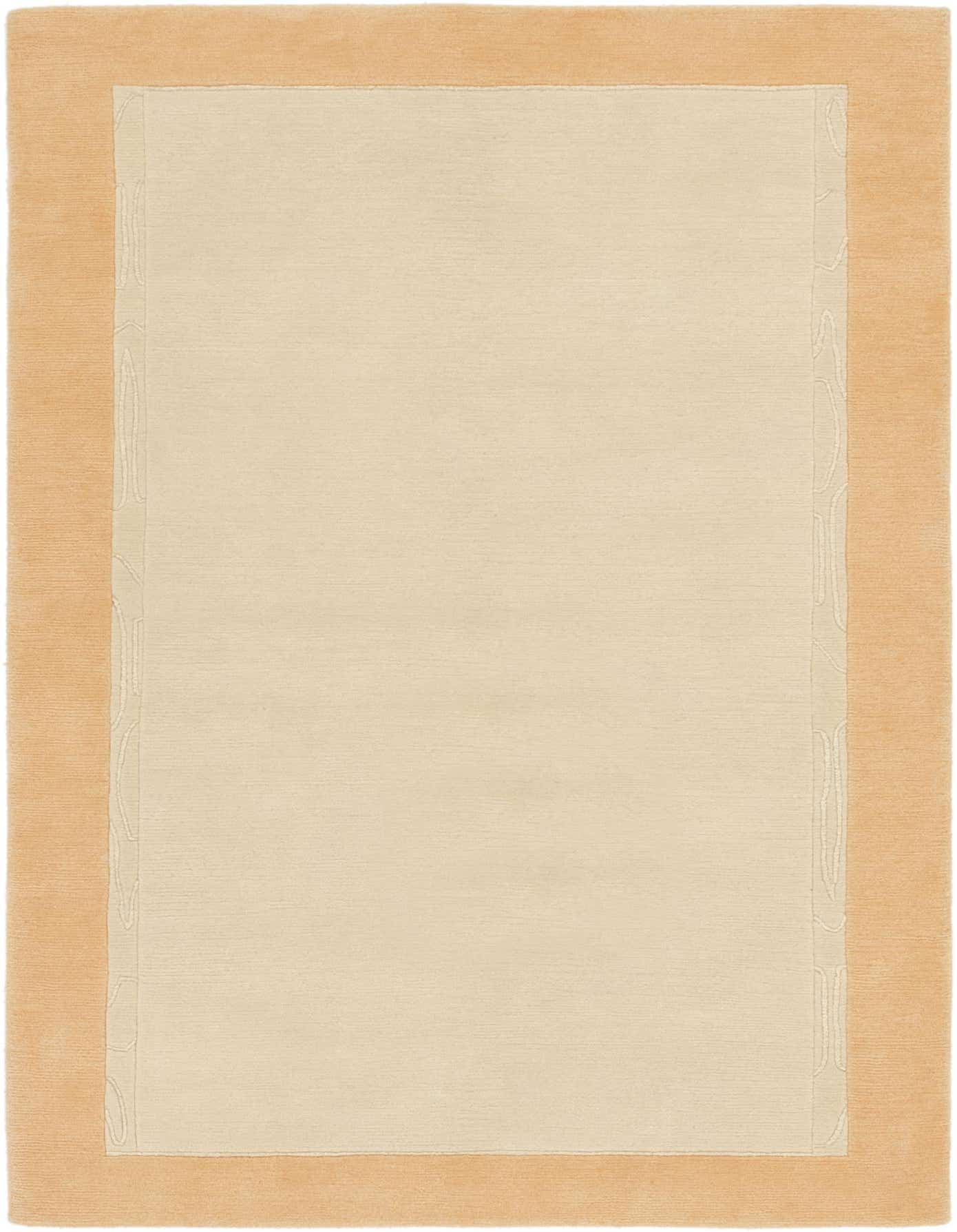 A 4x6 rectangular Nepal Collection rug featuring a cream field with a subtle patterned ivory border and a wider peach-orange outer border, suitable for a living room.