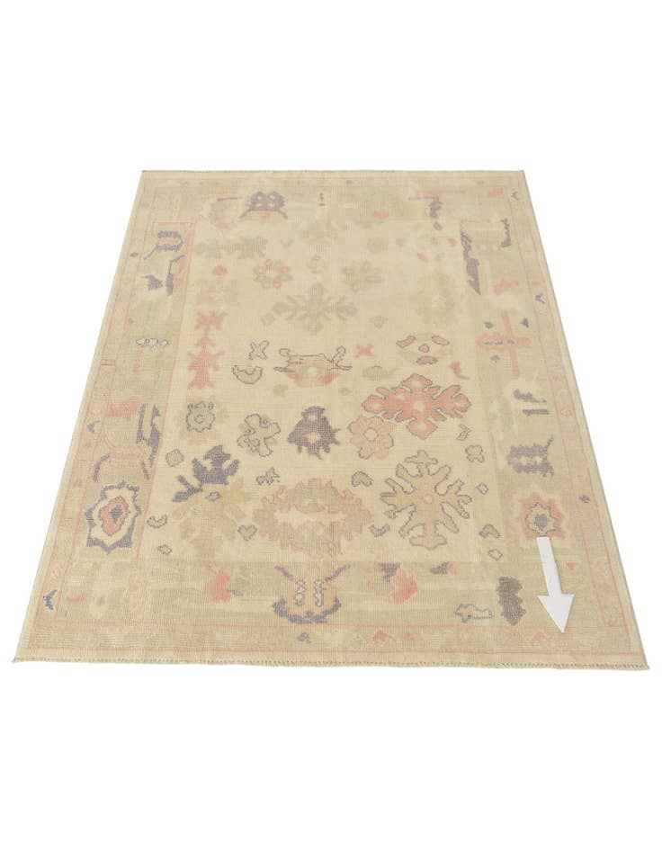 Detail image of  4' 7 x 6' 1  Hand Knotted Oushak Wool Rug