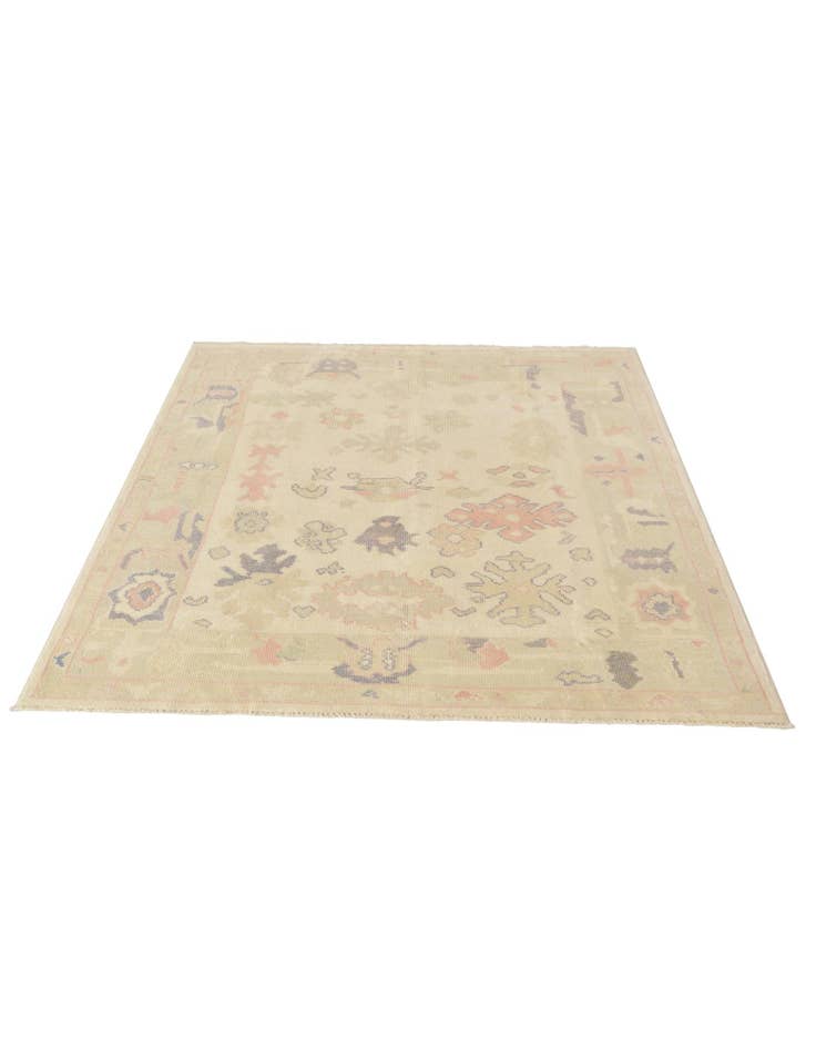 Detail image of  4' 7 x 6' 1  Hand Knotted Oushak Wool Rug