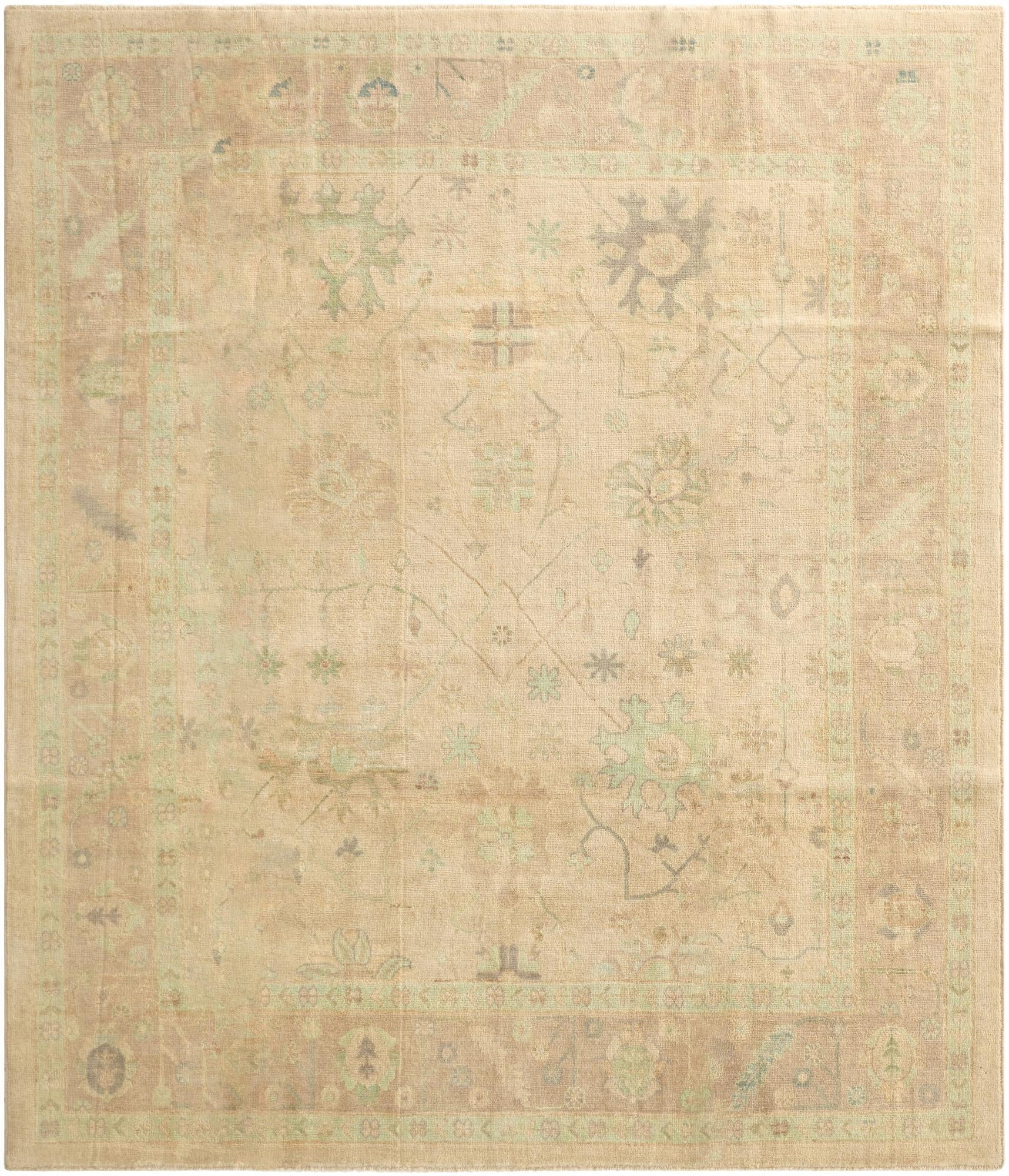 8' 4 x 9' 7 Hand Knotted Oushak Wool Rug