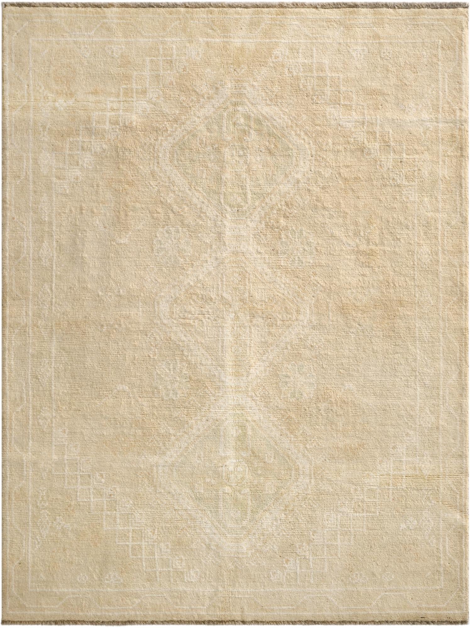  5' 1 x 6' 9  Hand Knotted Oushak Wool Rug
