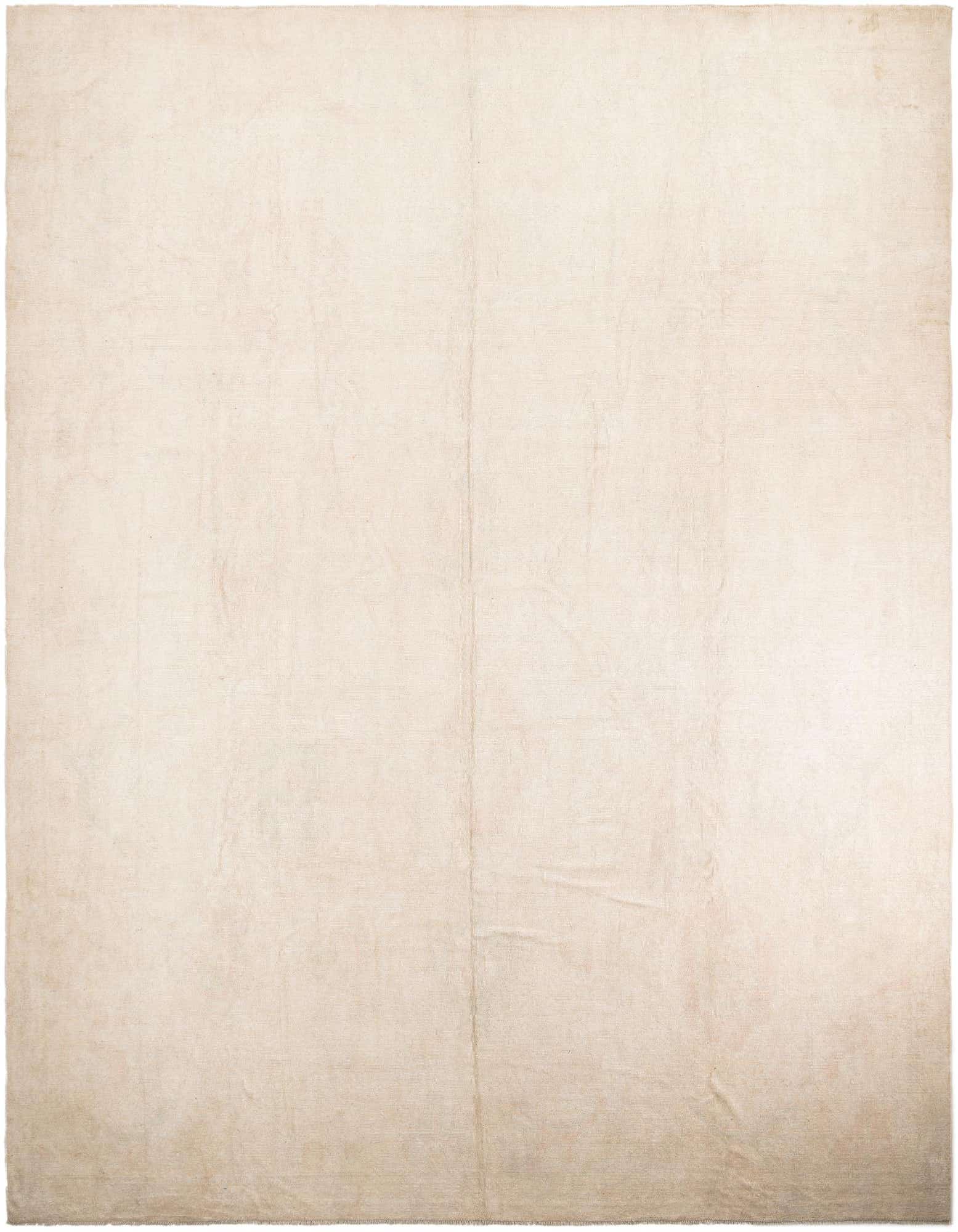 A large 12x15 rectangular ivory modern Oushak rug made of 100% wool, featuring a soft, medium pile.