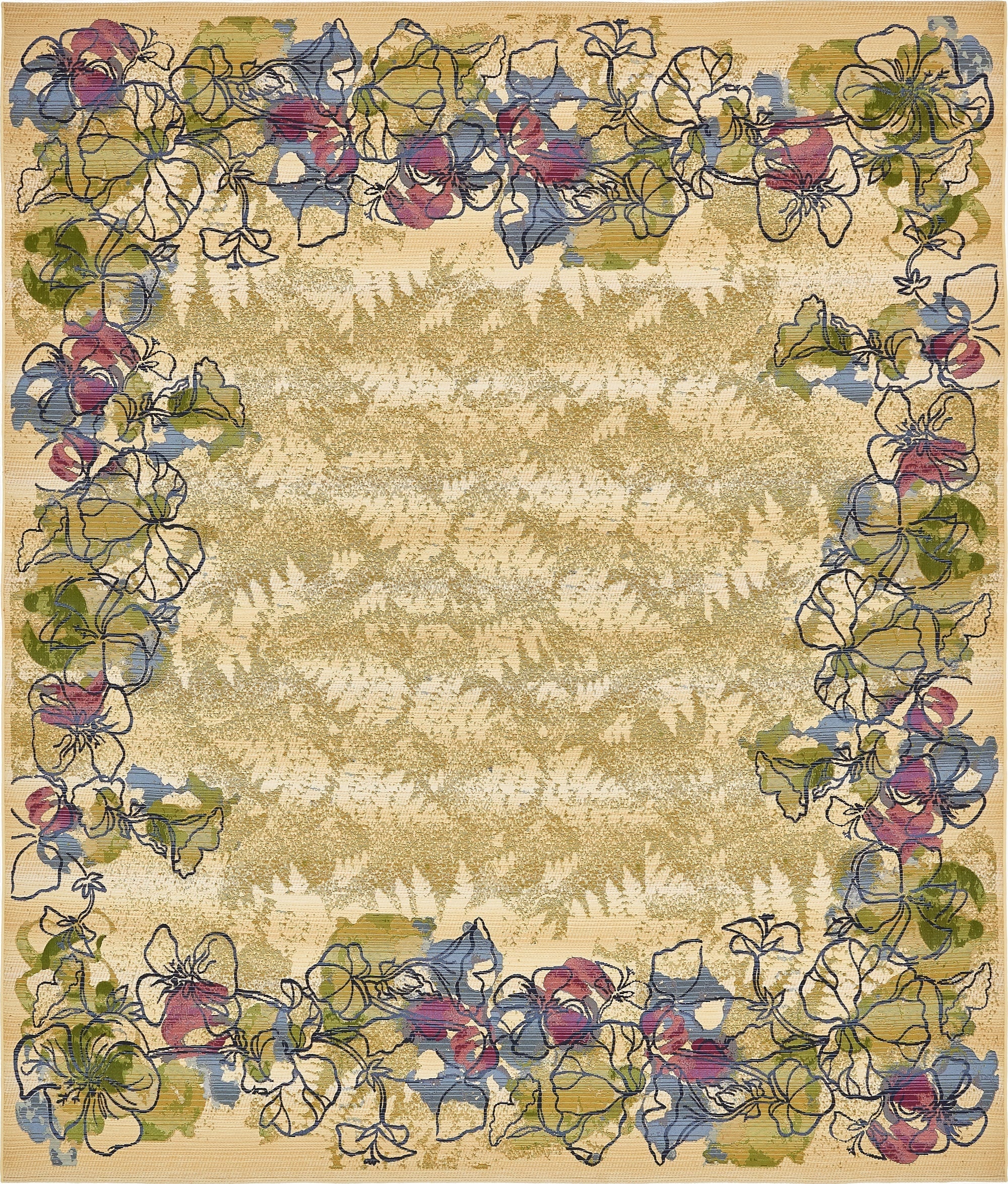  10' x 12'  Washable Botanical Indoor / Outdoor Rug