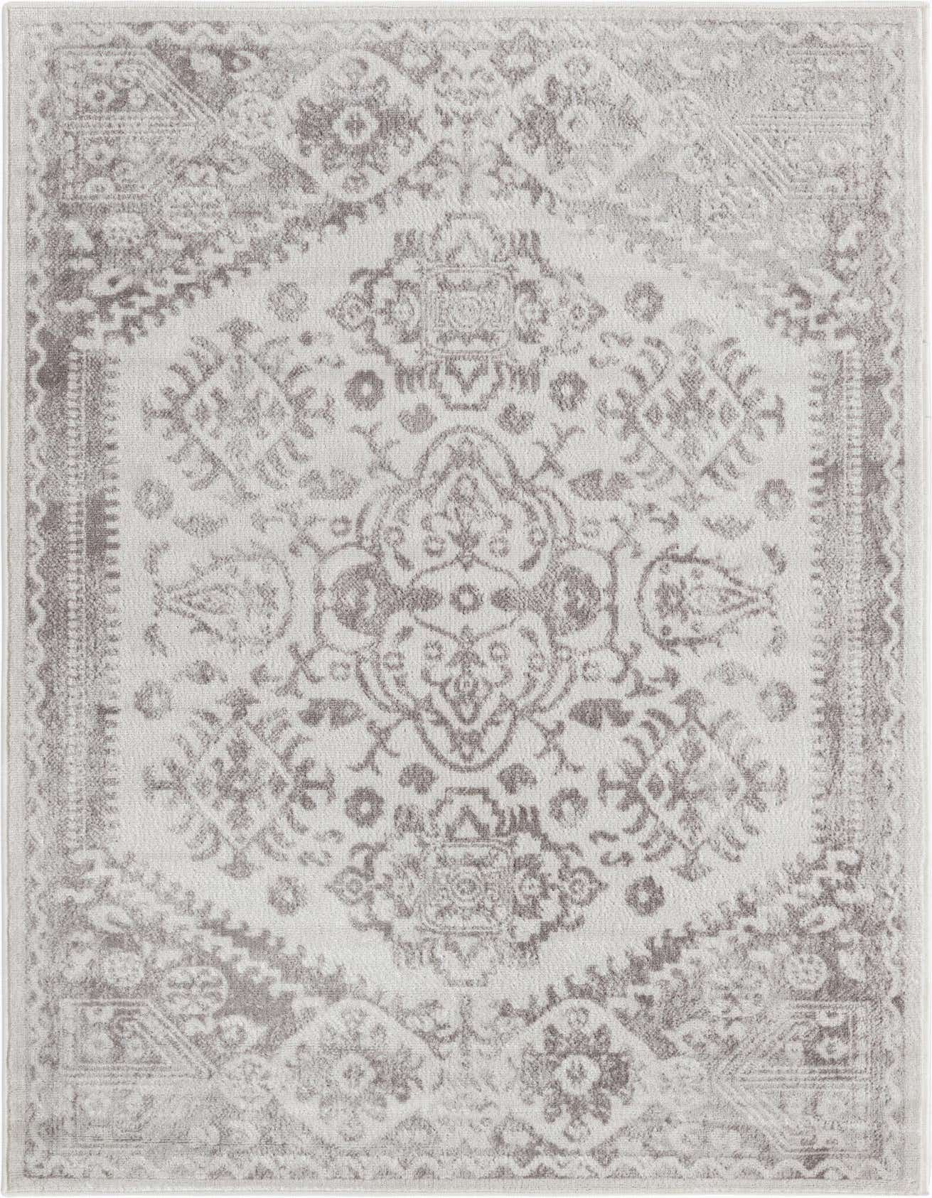 A 4x6 rectangular Oxford rug in ivory and cream, featuring a distressed bohemian medallion pattern.