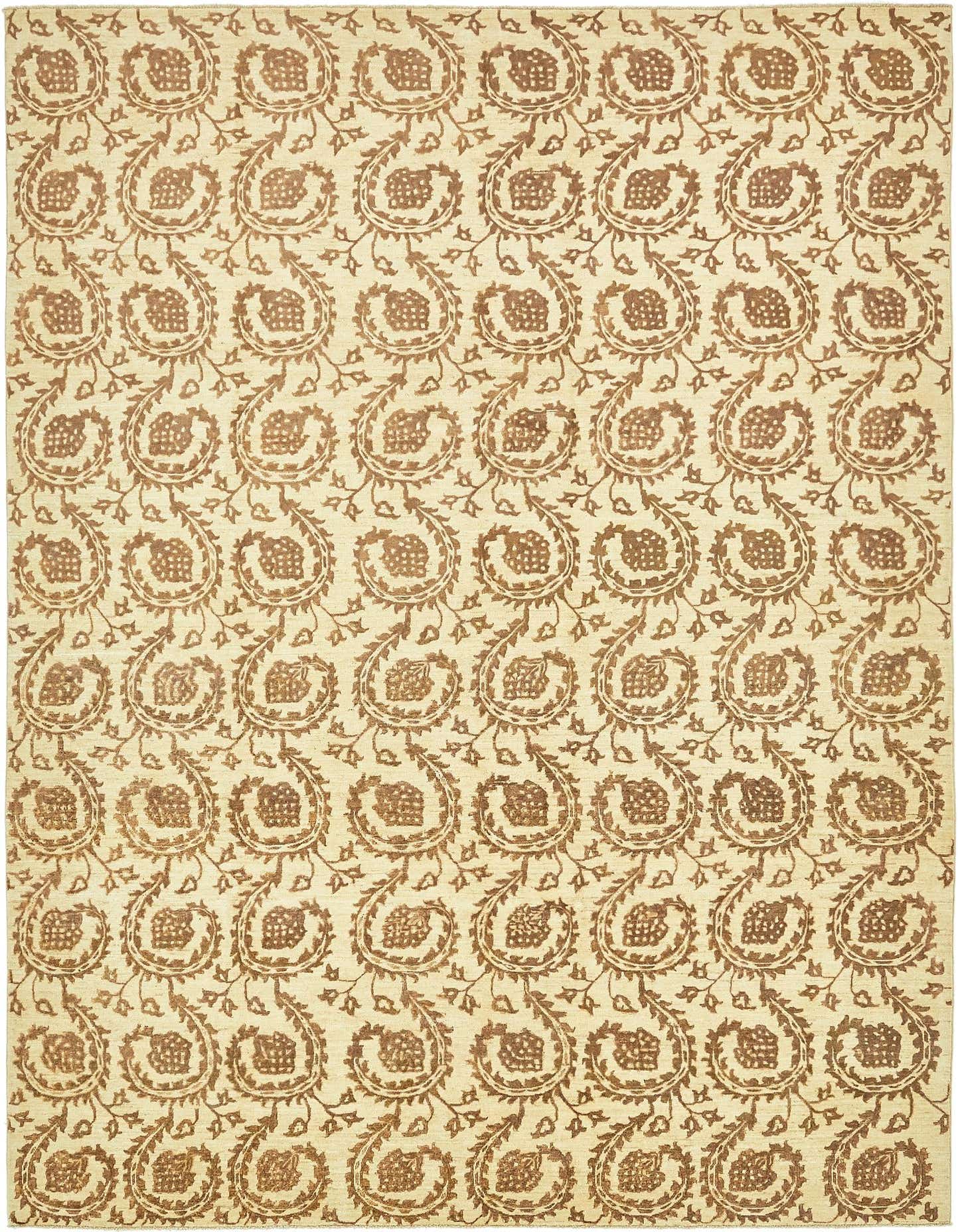 An 8x11 rectangular Peshawar Ziegler rug featuring a traditional botanical pattern in ivory and cream tones.