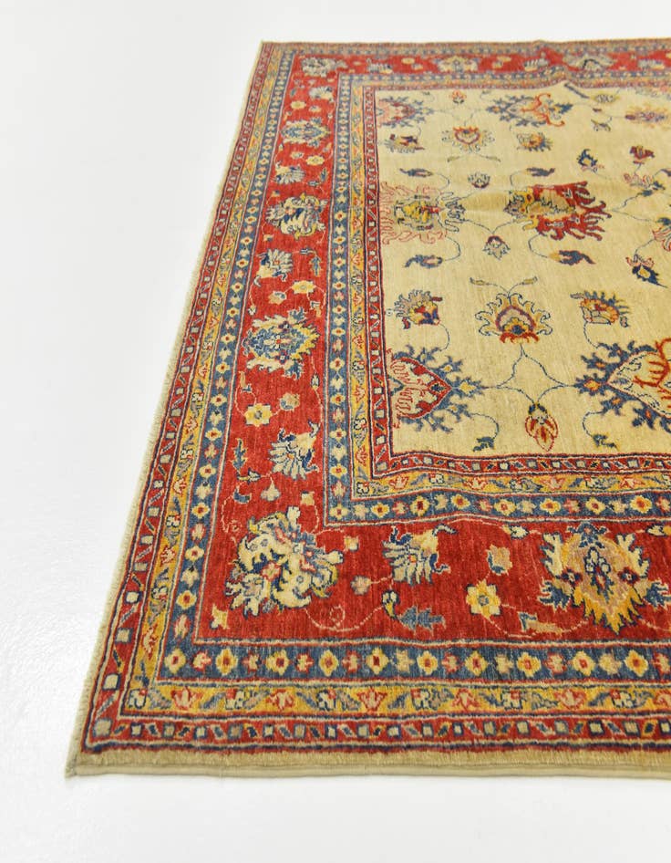 Detail image of  6' 3 x 10' 5  Hand Knotted Peshawar Ziegler Rug