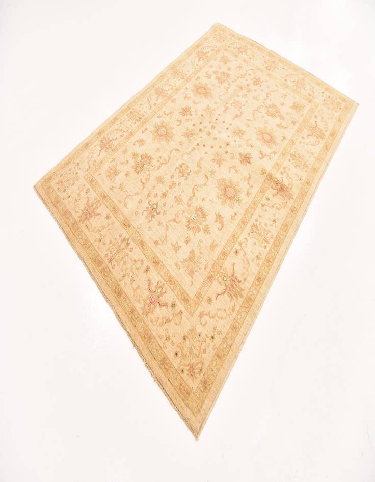 Detail image of  5' 8 x 8'  Hand Knotted Peshawar Ziegler Rug