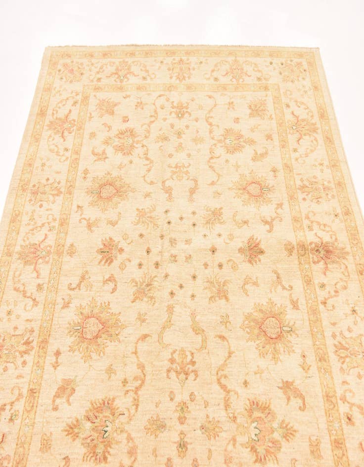 Detail image of  5' 8 x 8'  Hand Knotted Peshawar Ziegler Rug