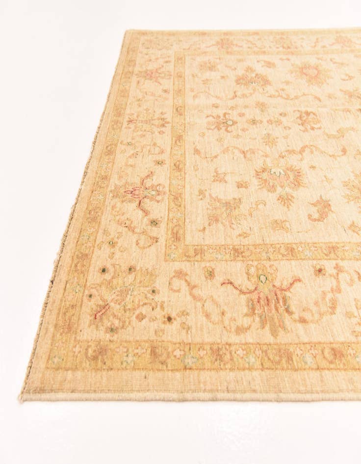 Detail image of  5' 8 x 8'  Hand Knotted Peshawar Ziegler Rug