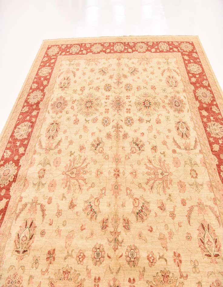 Detail image of  9' 9 x 12' 9  Hand Knotted Peshawar Ziegler Rug