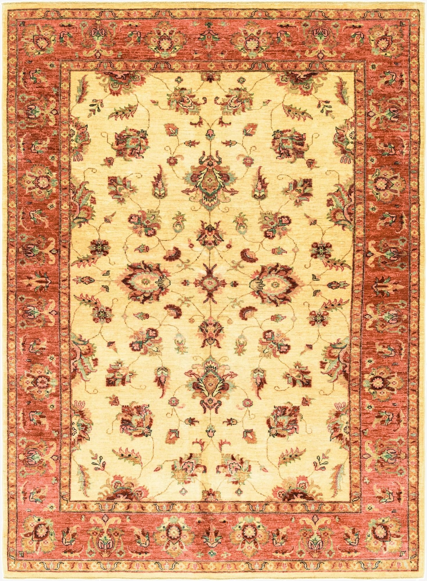  5' 7 x 8'  Hand Knotted Peshawar Ziegler Rug