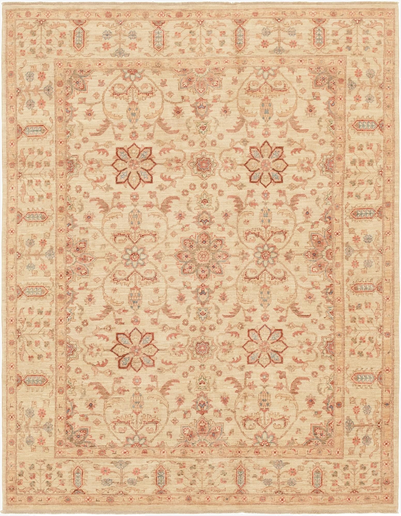  6' 7 x 8' 5  Hand Knotted Peshawar Ziegler Rug