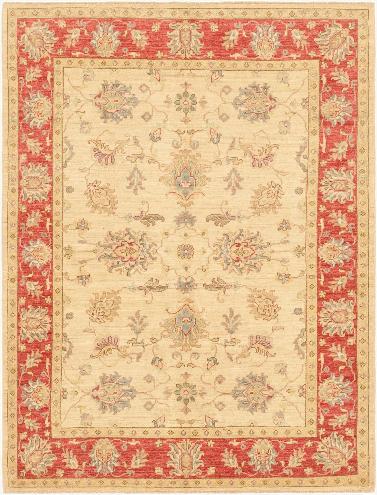  5' 1 x 6' 9  Hand Knotted Peshawar Ziegler Rug