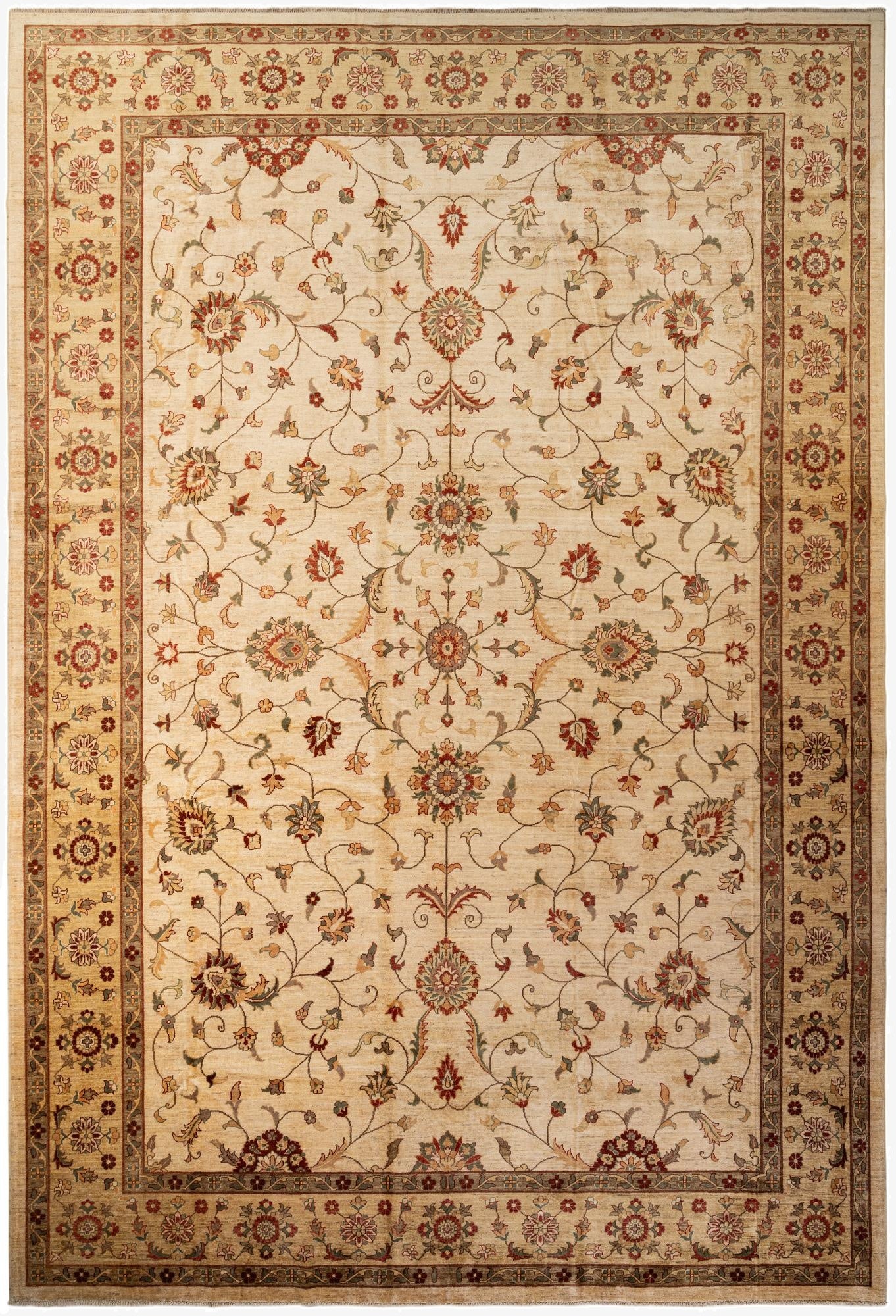  12' 1 x 17' 8  Hand Knotted Peshawar Ziegler Rug