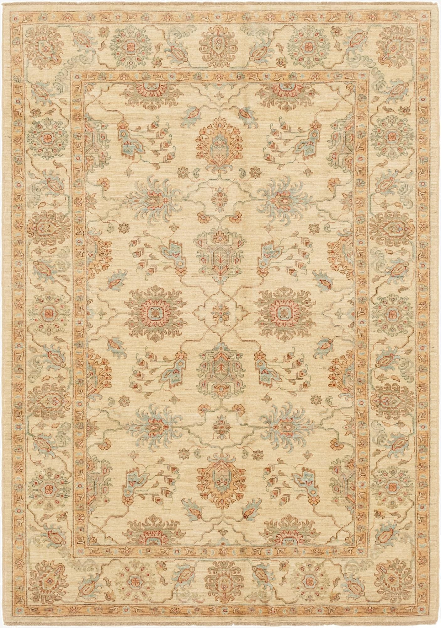  5' 10 x 8' 3  Hand Knotted Peshawar Ziegler Rug
