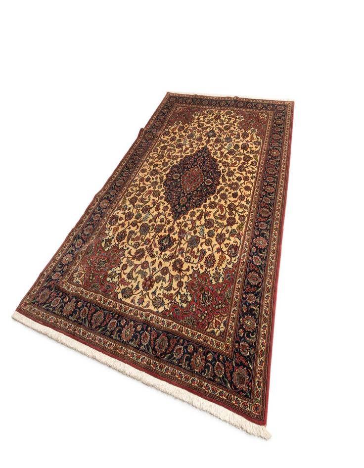 Detail image of  6' 8 x 10'  Hand Knotted Qom Persian Rug