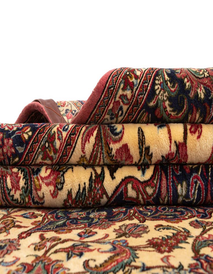 Detail image of  6' 8 x 10'  Hand Knotted Qom Persian Rug