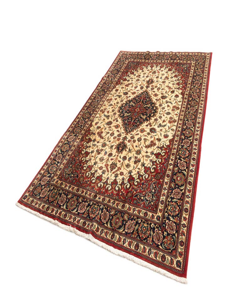 Detail image of  6' 7 x 10'  Hand Knotted Qom Persian Rug