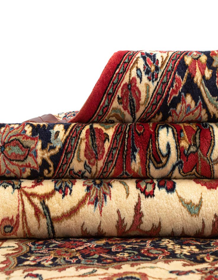 Detail image of  6' 7 x 10'  Hand Knotted Qom Persian Rug