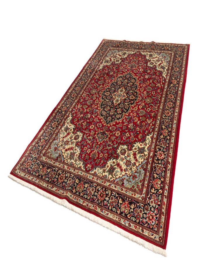 Detail image of  6' 9 x 9' 8  Hand Knotted Qom Persian Rug