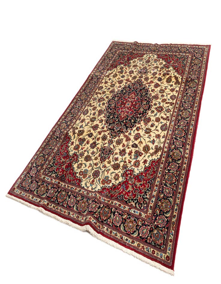 Detail image of  6' 6 x 9' 7  Hand Knotted Qom Persian Rug