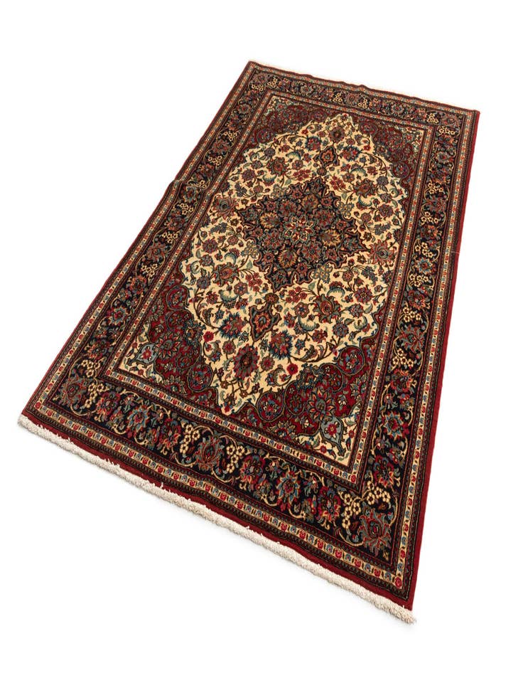 Detail image of  4' 8 x 7' 1  Hand Knotted Qom Persian Rug