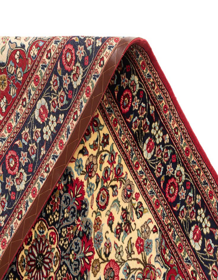 Detail image of  4' 7 x 7'  Hand Knotted Qom Persian Rug