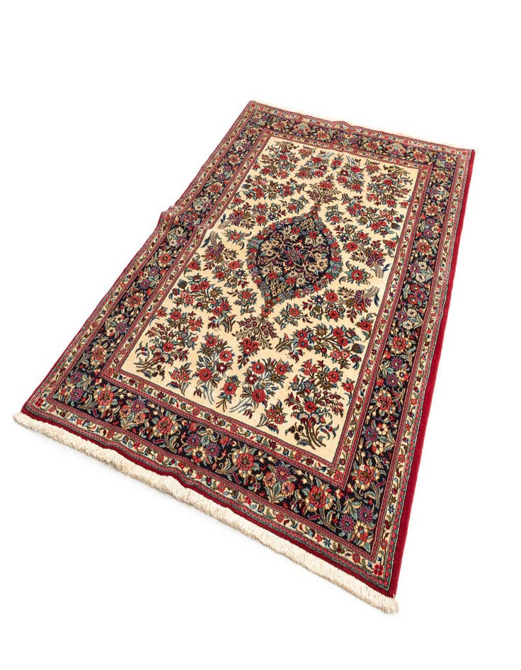 Detail image of  4' 7 x 6' 7  Hand Knotted Qom Persian Rug