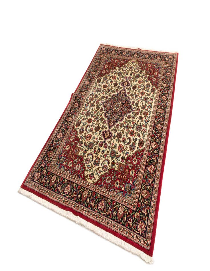 Detail image of  4' 9 x 7' 3  Hand Knotted Qom Persian Rug