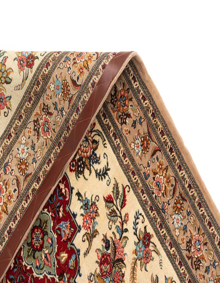 Detail image of  3' 7 x 5' 4  Hand Knotted Qom Persian Rug