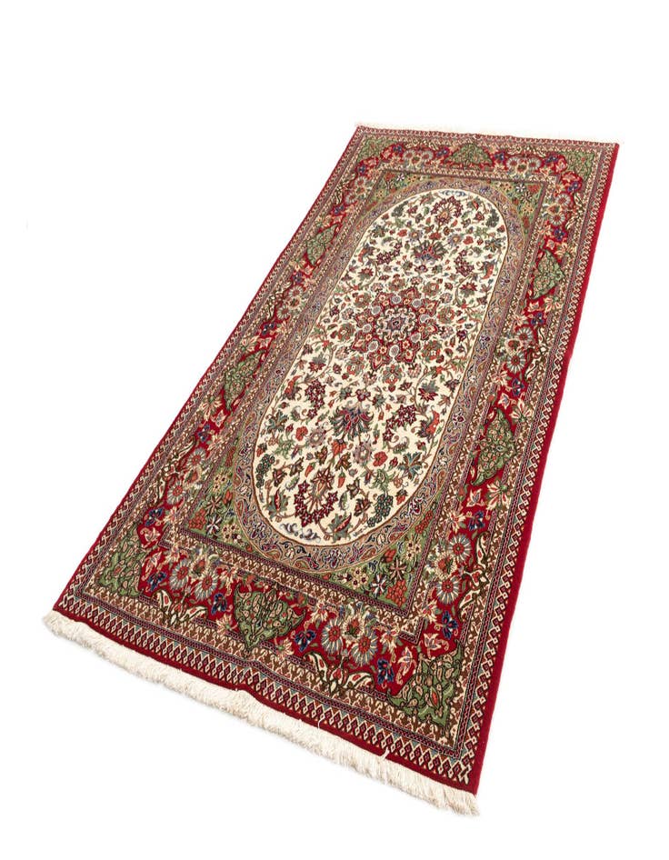 Detail image of  4' 7 x 7' 11  Hand Knotted Qom Persian Rug