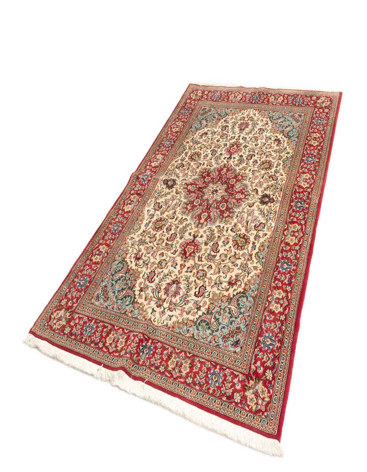 Detail image of  4' 11 x 7' 7  Hand Knotted Qom Persian Rug