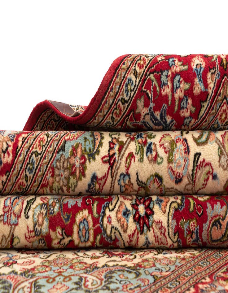 Detail image of  4' 11 x 7' 7  Hand Knotted Qom Persian Rug