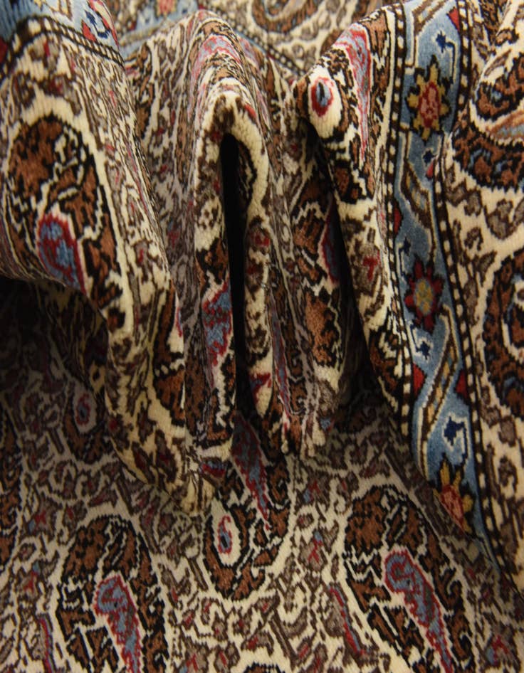 Detail image of  4' 3 x 7'  Hand Knotted Qom Persian Rug