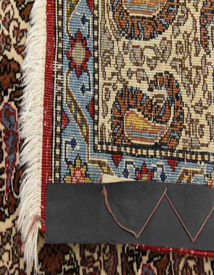 Detail image of  4' 3 x 7'  Hand Knotted Qom Persian Rug