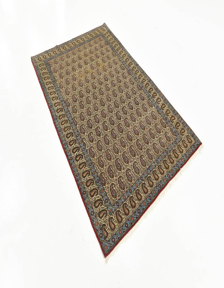 Detail image of  4' 3 x 7'  Hand Knotted Qom Persian Rug