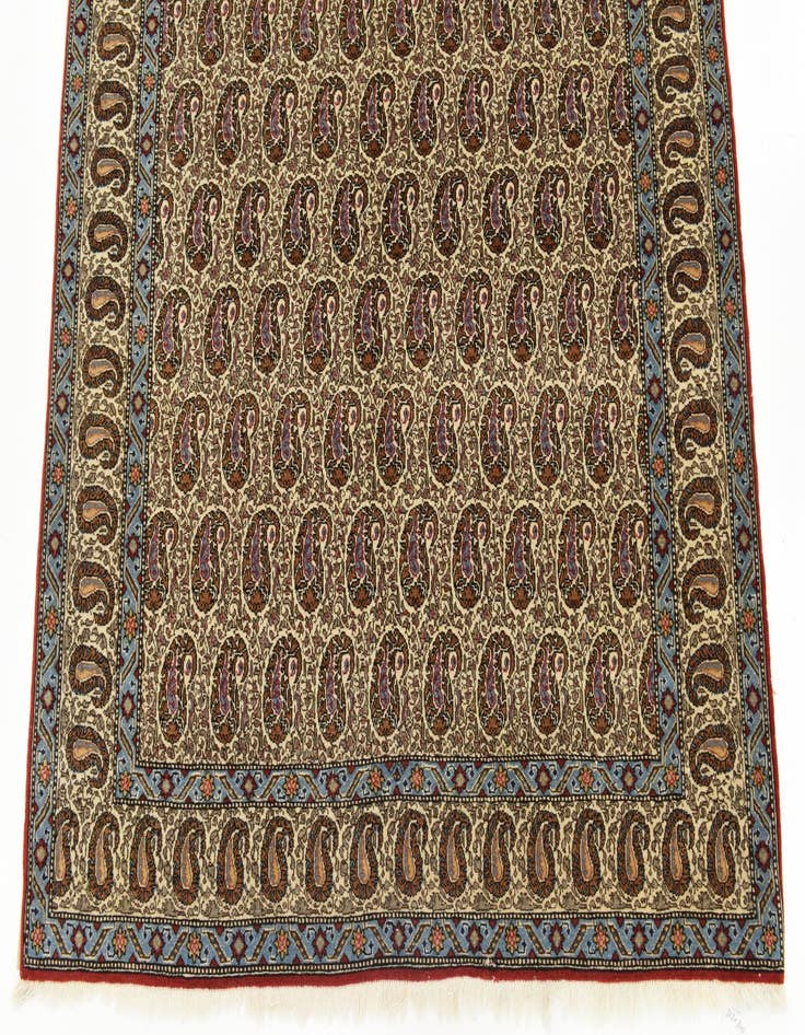 Detail image of  4' 3 x 7'  Hand Knotted Qom Persian Rug