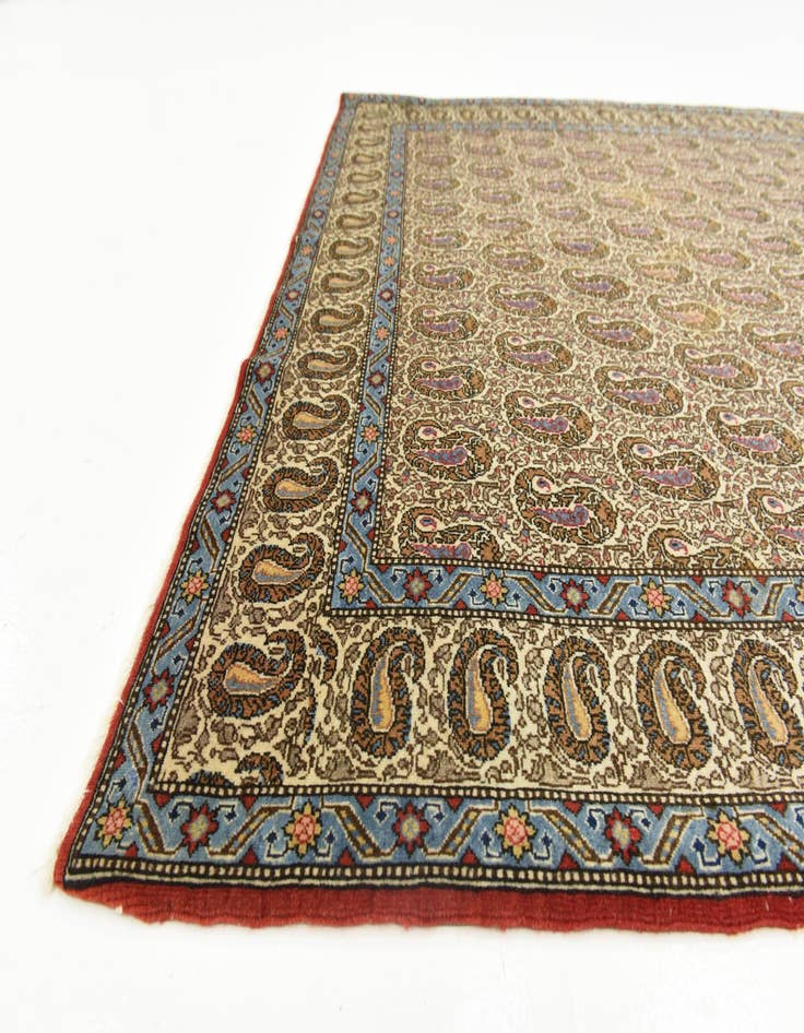 Detail image of  4' 3 x 7'  Hand Knotted Qom Persian Rug