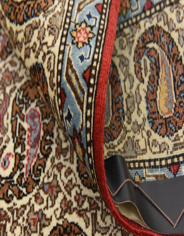 Detail image of  4' 3 x 7'  Hand Knotted Qom Persian Rug