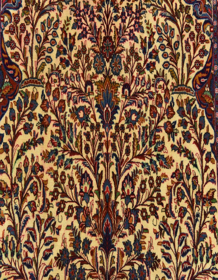 Detail image of  4' 5 x 6' 6  Hand Knotted Qom Persian Rug