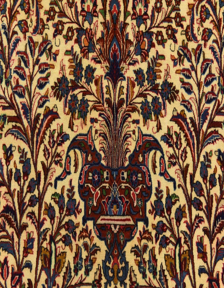 Detail image of  4' 5 x 6' 6  Hand Knotted Qom Persian Rug