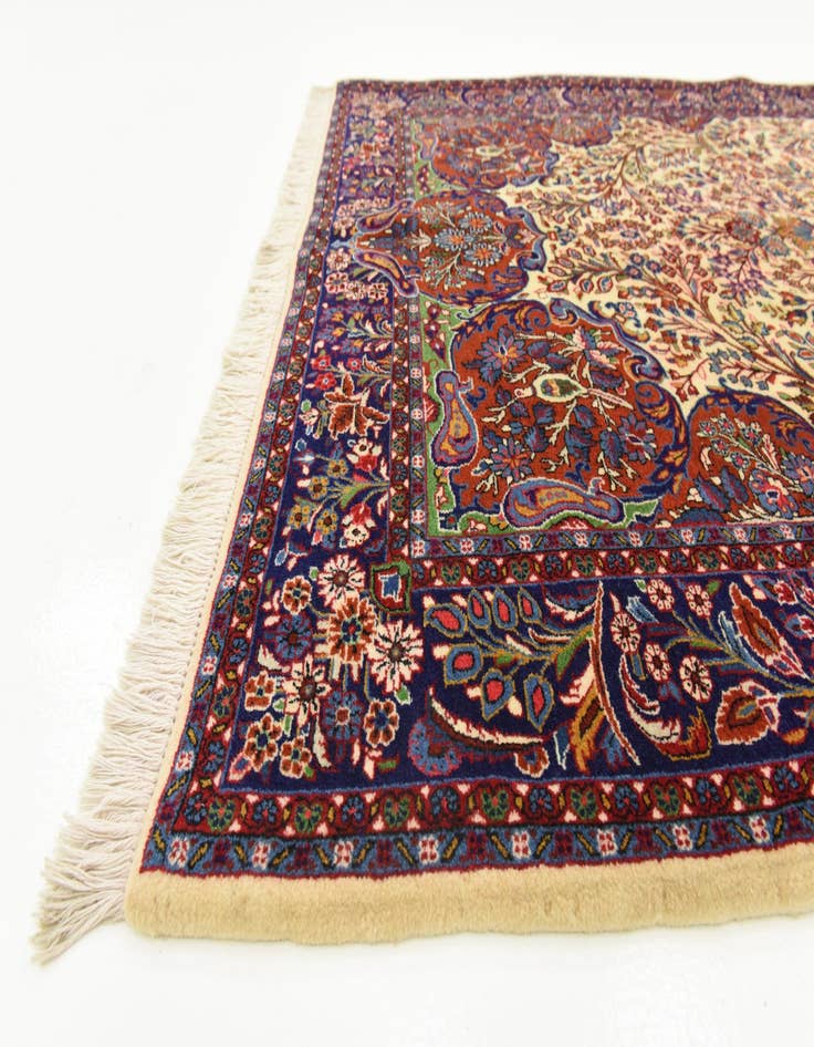 Detail image of  4' 5 x 6' 6  Hand Knotted Qom Persian Rug
