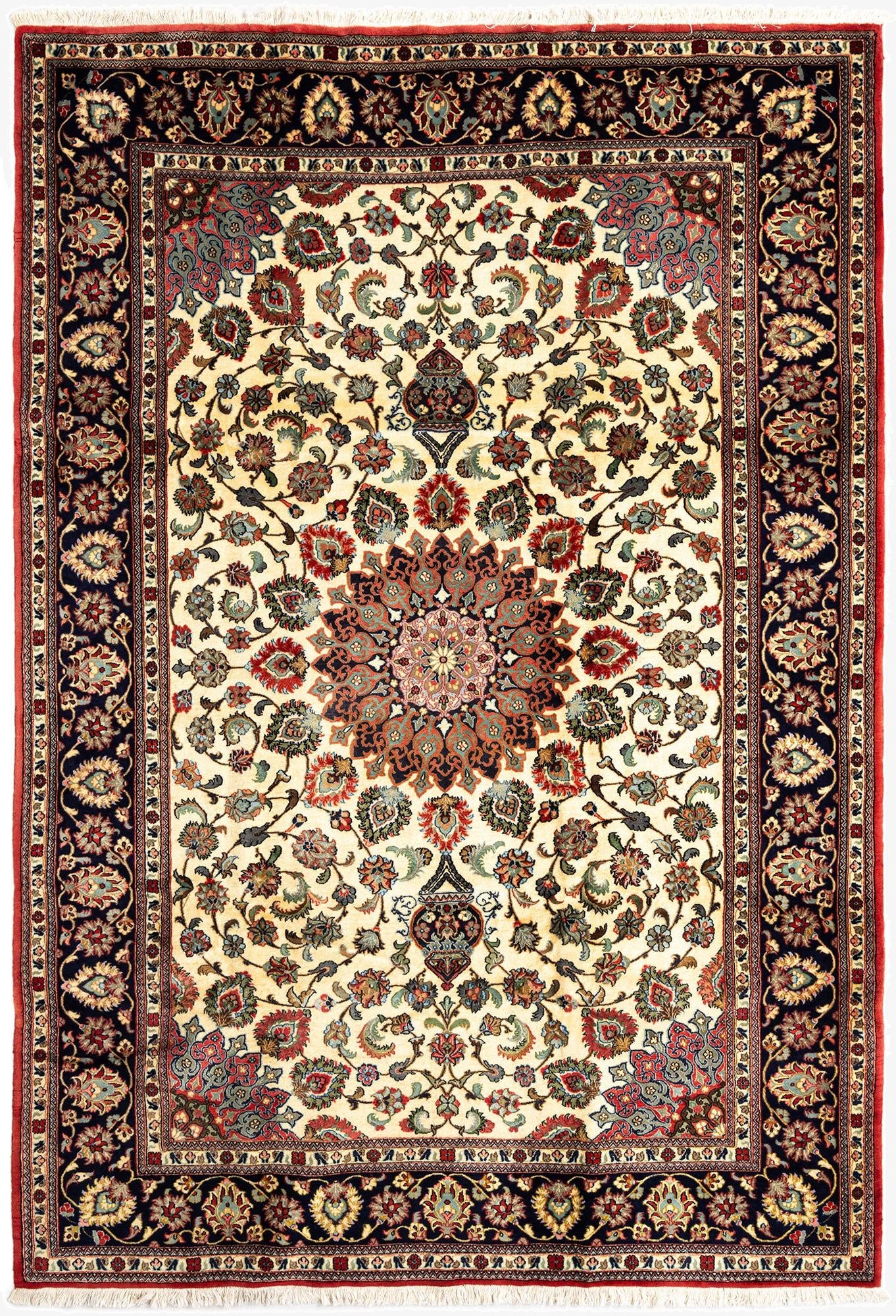  6' 9 x 9' 8  Hand Knotted Qom Persian Rug