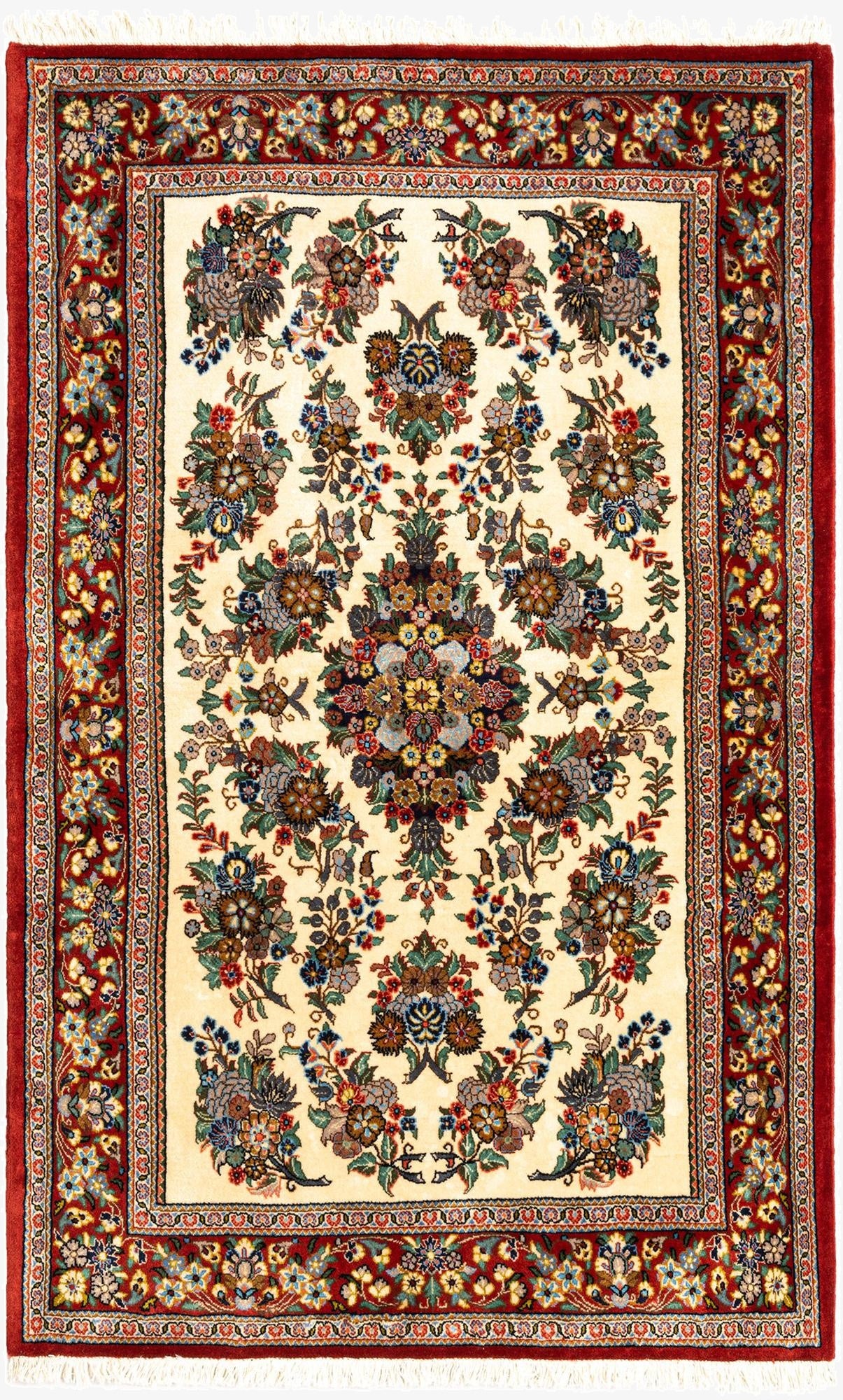  3' 2 x 5' 1  Hand Knotted Qom Persian Rug
